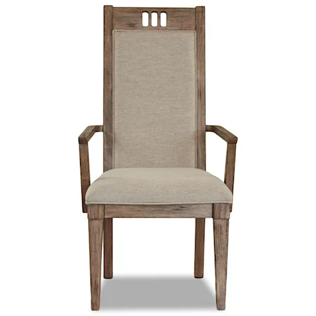 Relaxed Vintage Upholstered Dining Arm Chair
